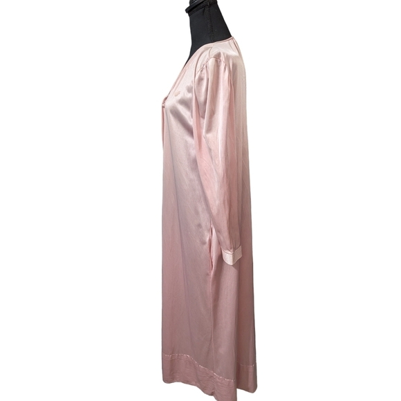 DVF Pink Satin Vintage Maxi Duster Robe Long Sleeve Elegant Lounge Wear - Picture 5 of 10